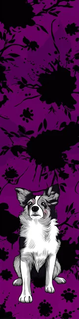 Free purple bookmark featuring single dogs and dark purple tones